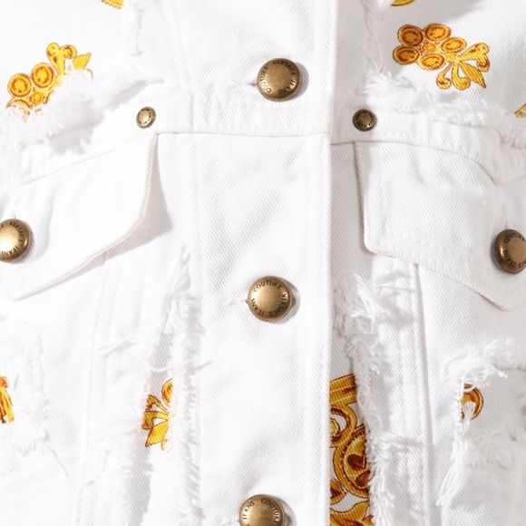 Versace Jeans White and Gold Women's Jacket, Baroque Print NWT, - Picture 3 of 11